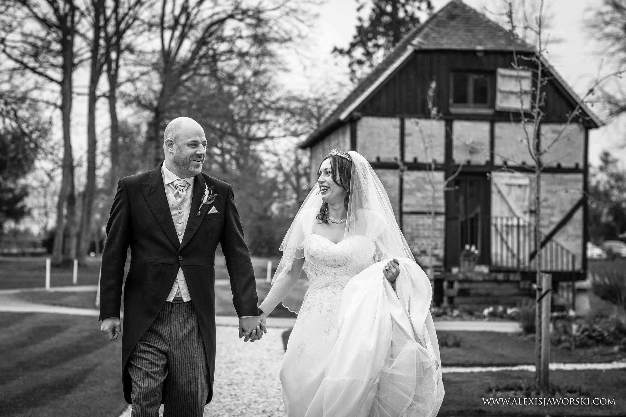 bride and groom walking