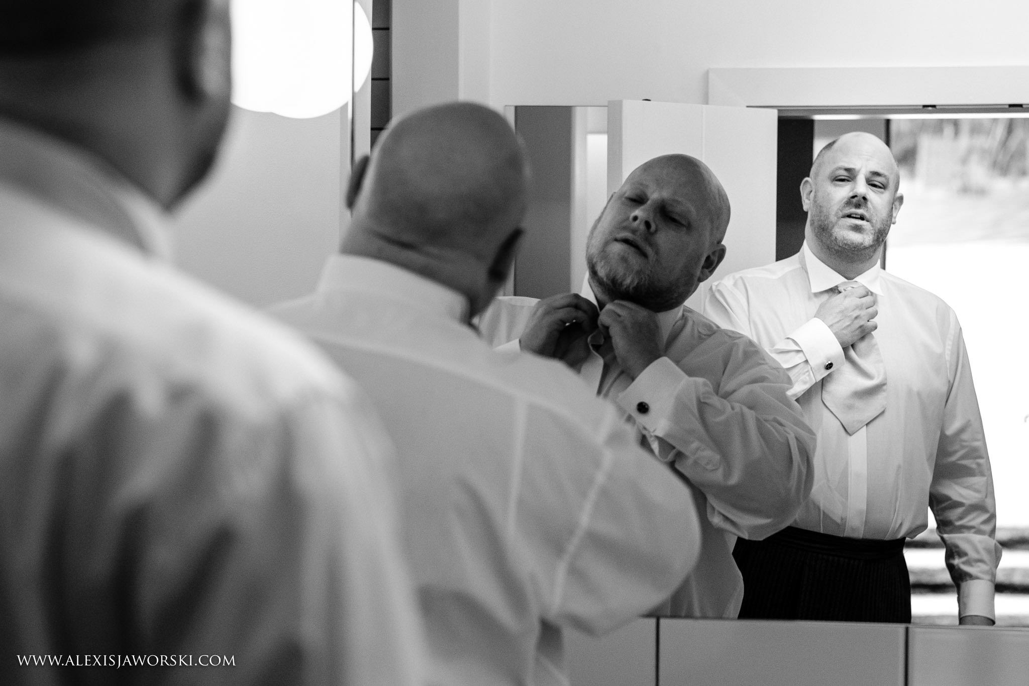 Groom getting ready