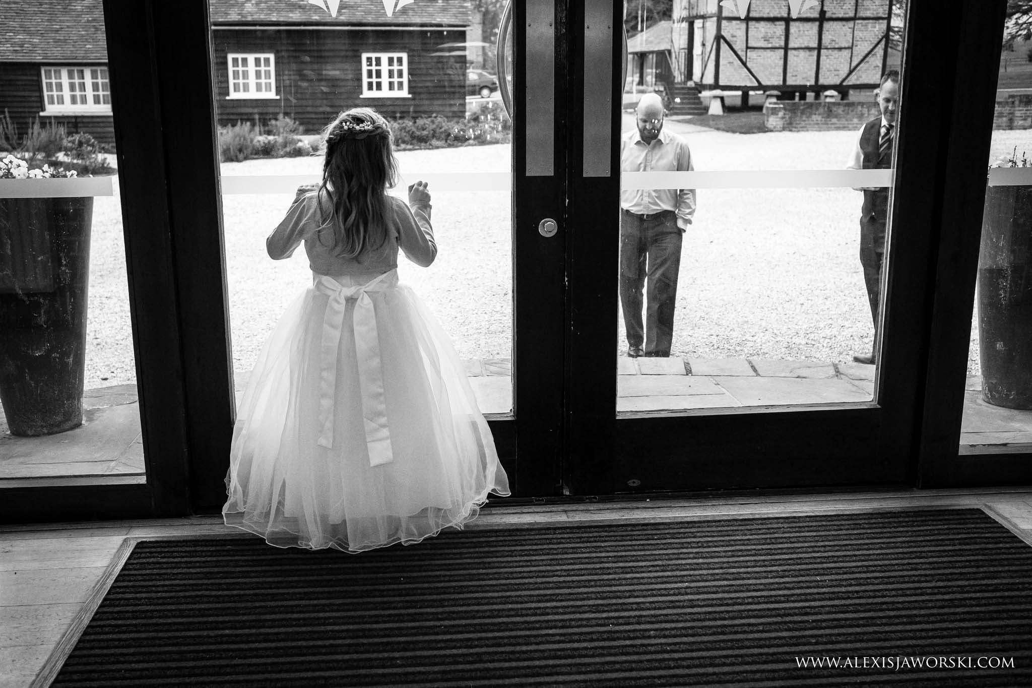 flower girl looking out