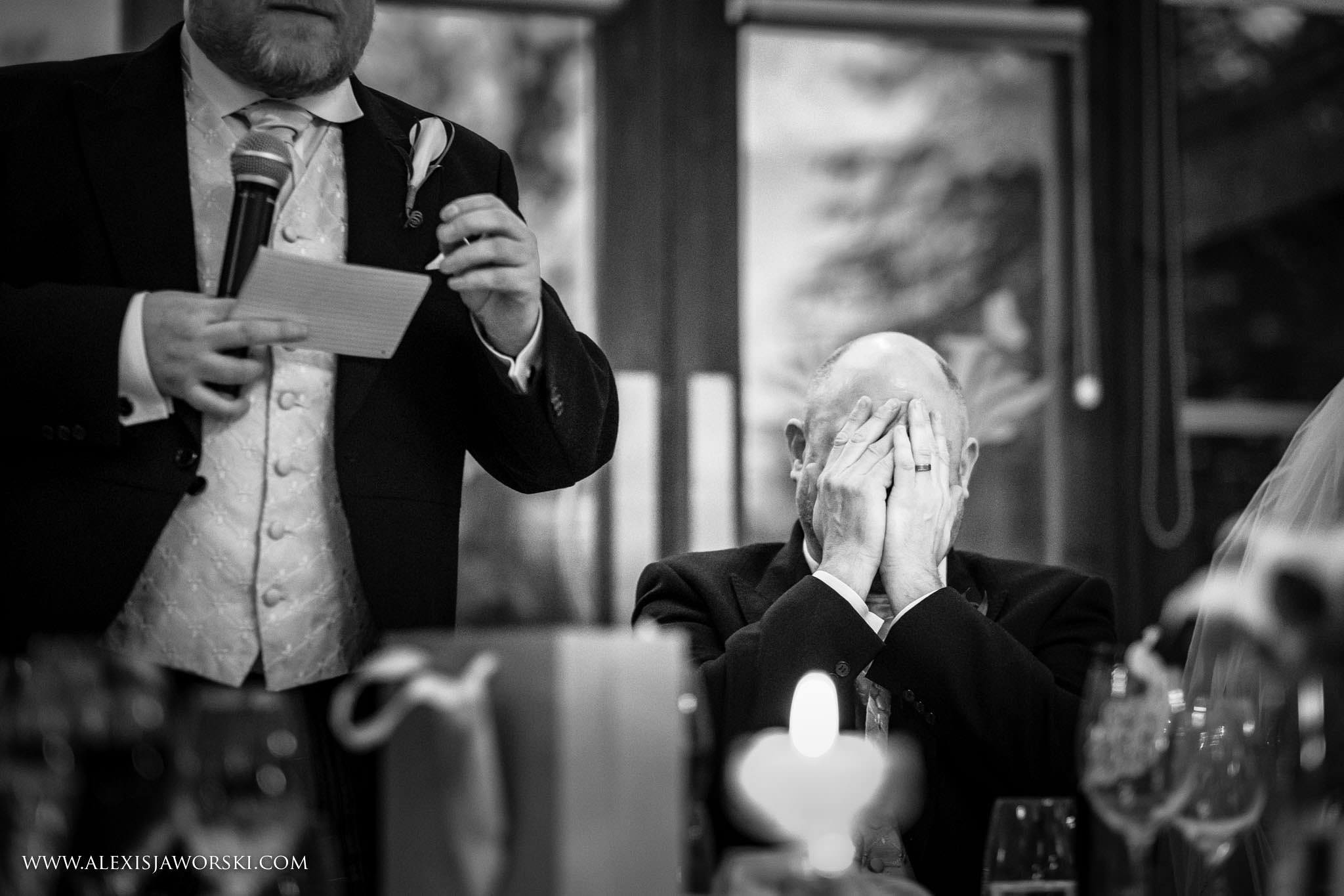 groom embarassed by best man
