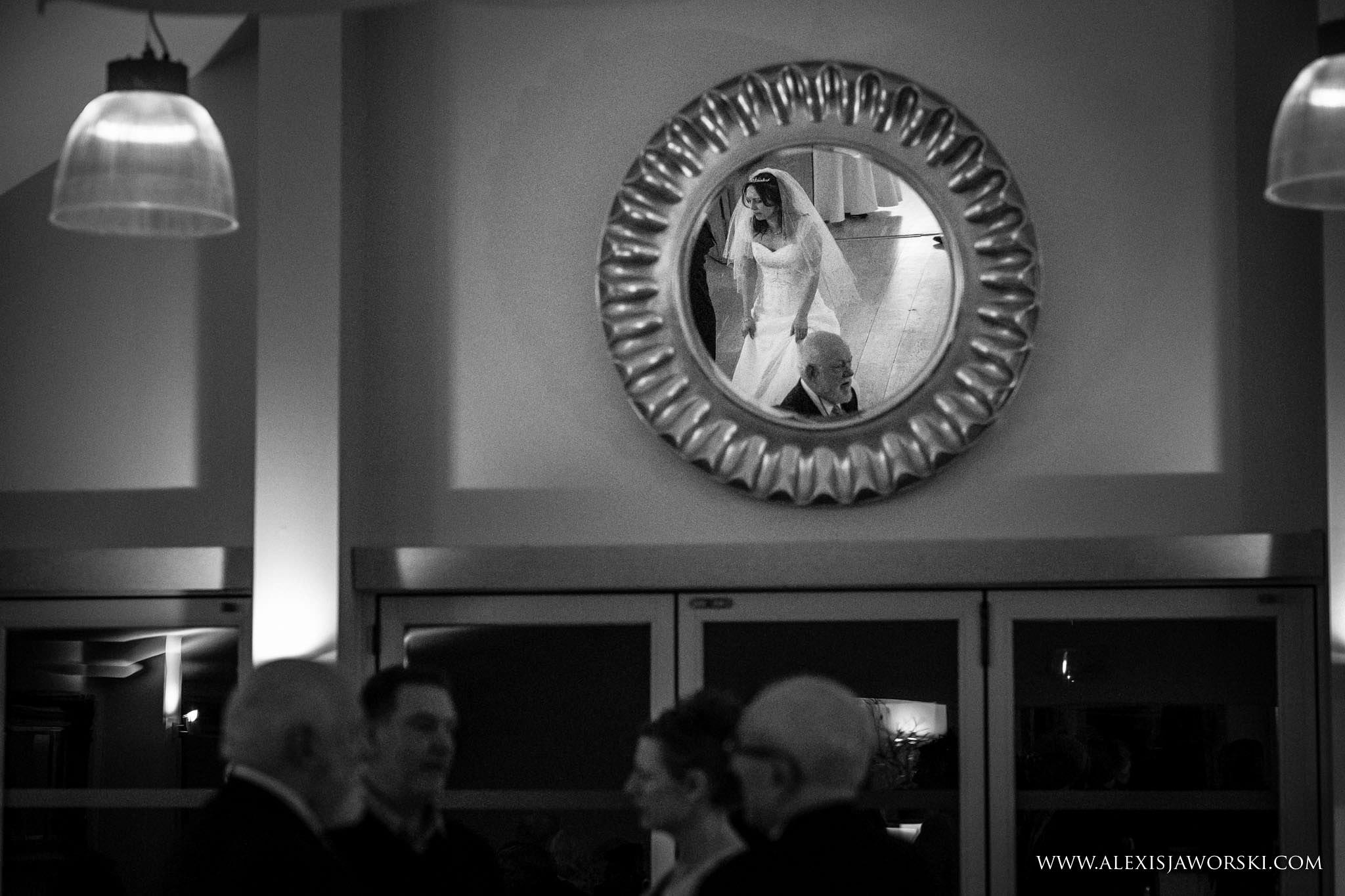 bride in mirror