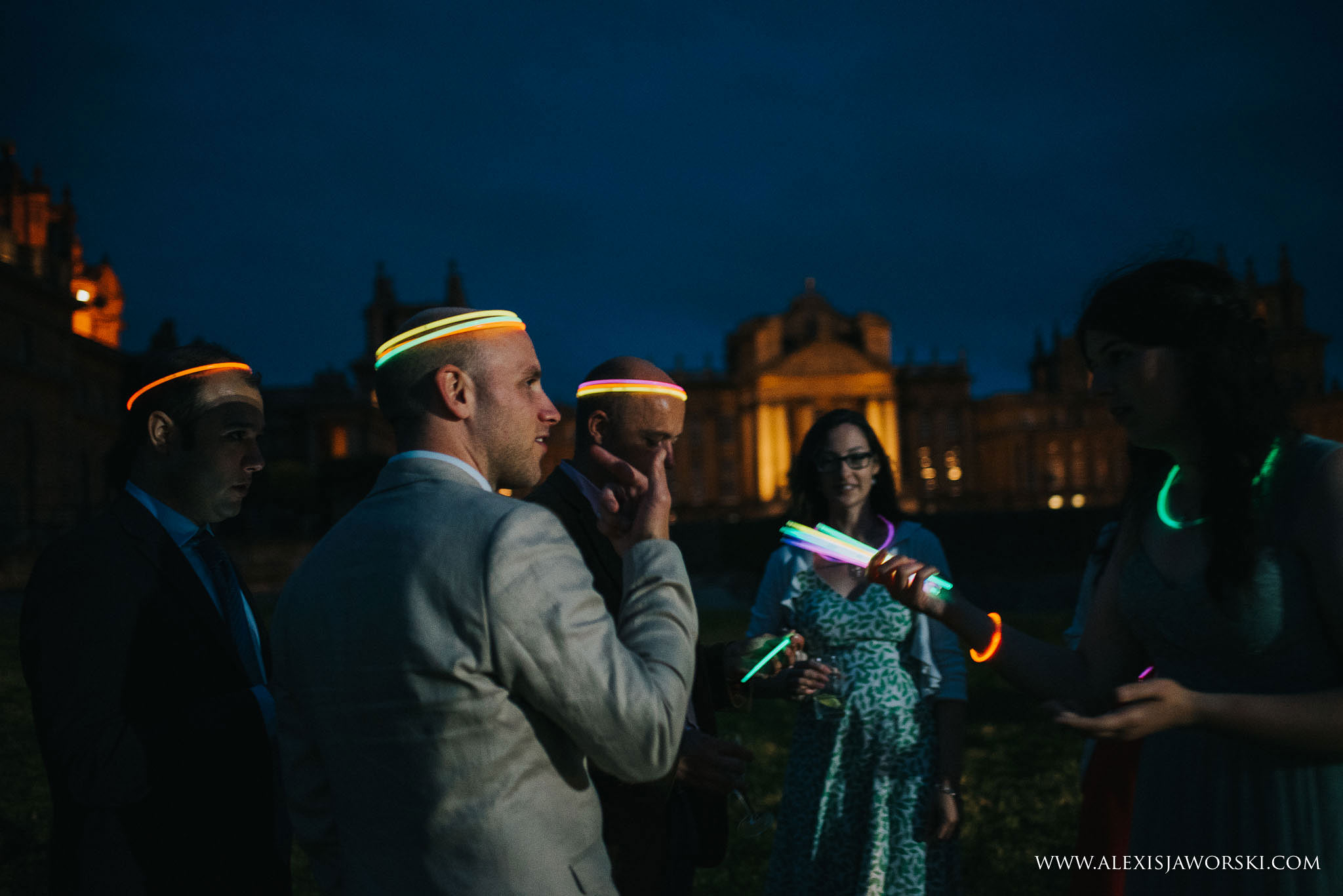 guests outside watching fire works