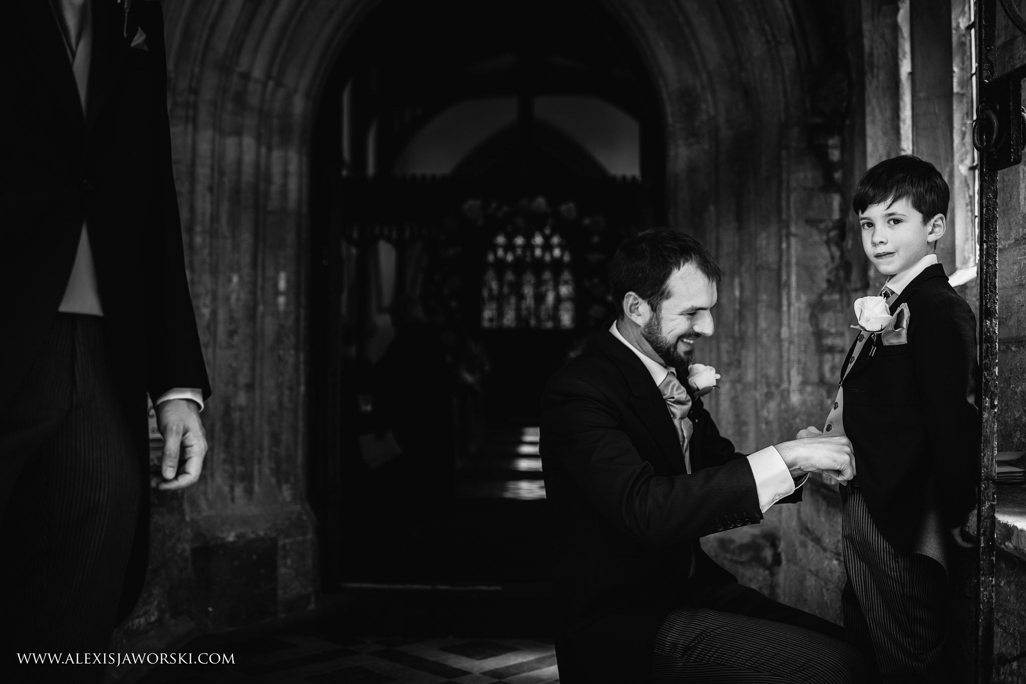 dad helping his son to get ready