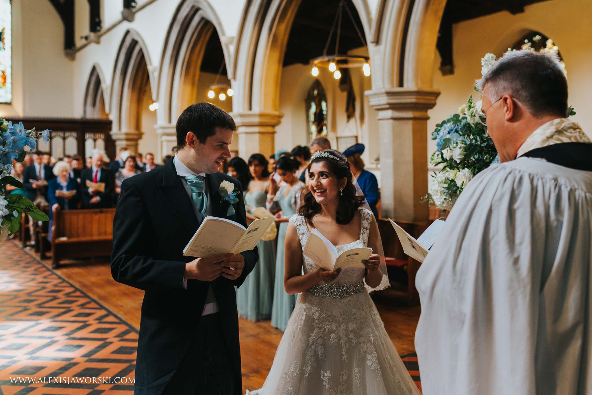 bride and groom singing