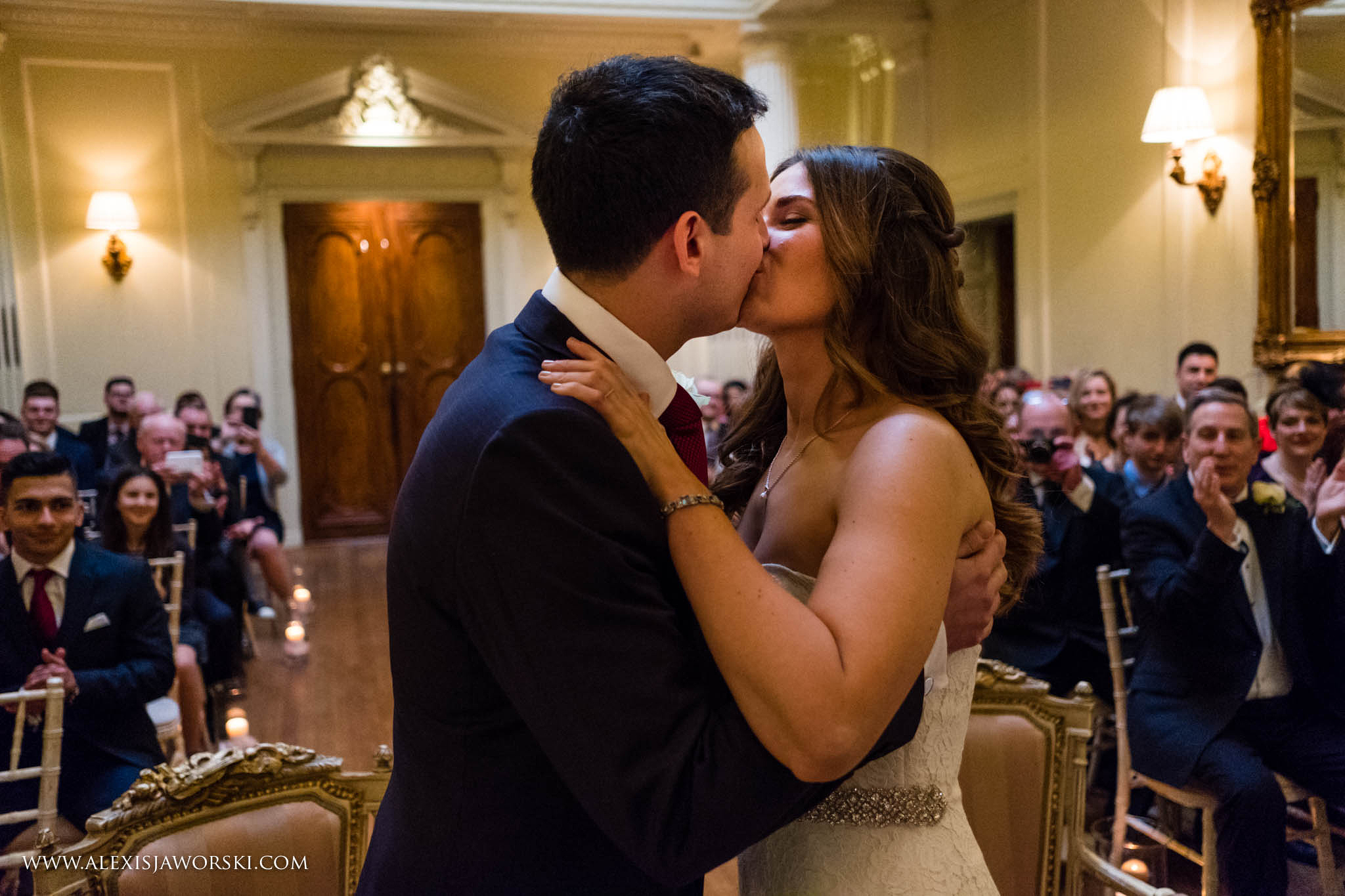 first kiss by bride and groom