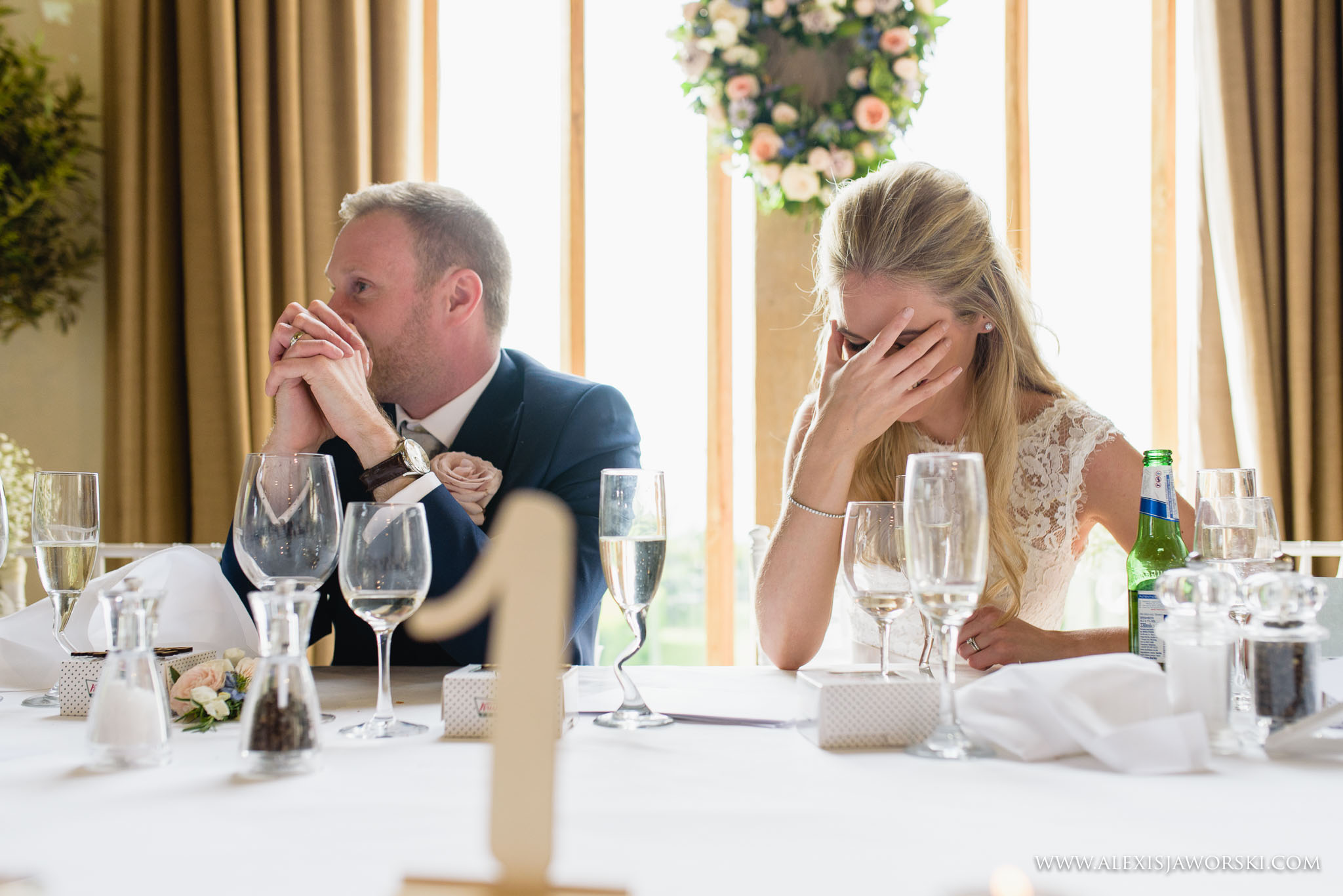 bride cringing at speeches
