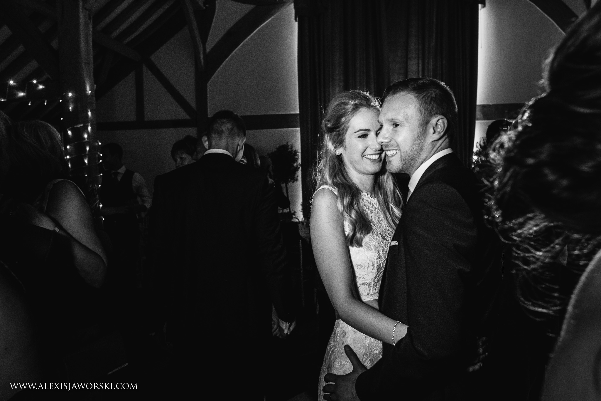 bride and groom dancing