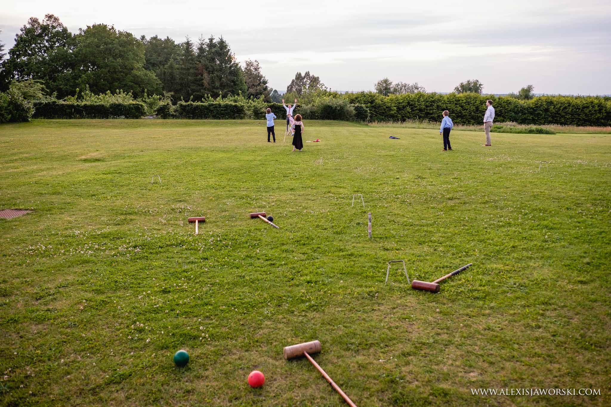 Guests playing cricket