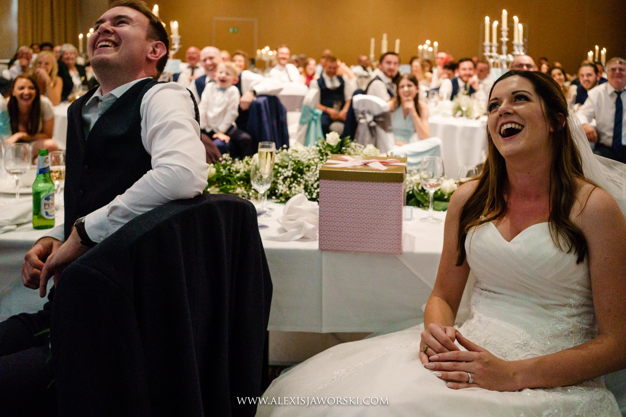 bride and groom laughing! 