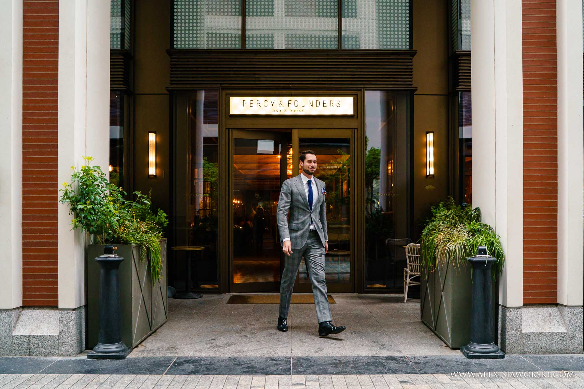 Groom walking to the venue